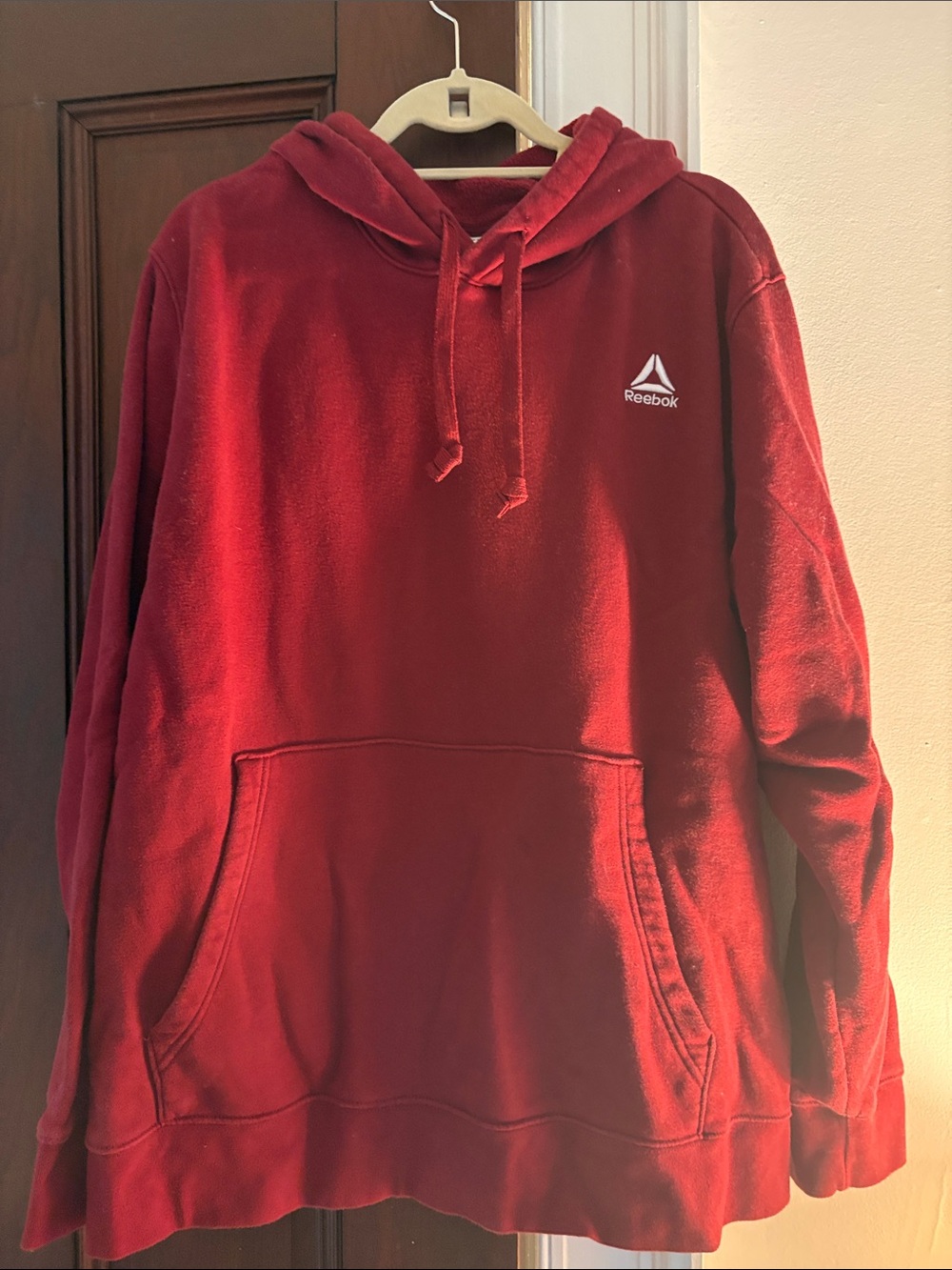 Reebok Men's Red Hooded Pullover with Logo